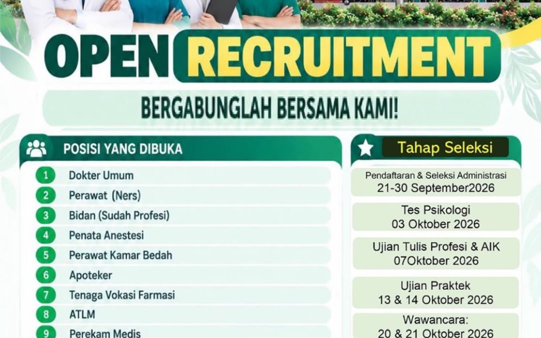 Lowongan Pekerjaan di RS ‘Aisyiyah Walidah Dahlan Kulon Progo (Batas Lamaran Diterima Tanggal 21-30 September 2026)