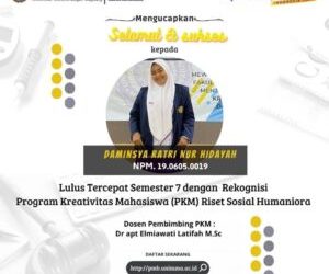 Mahasiswa Program Studi Farmasi (S1) Lulus Tercepat Semester 7 Dengan Rekognisi Program Kreativitas Mahasiswa Riset Sosial Humaniora (RSH) Tahun 23