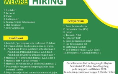 Lowongan Pekerjaan RSI Kota Magelang: Dibuka 4 – 6 Oktober 2024